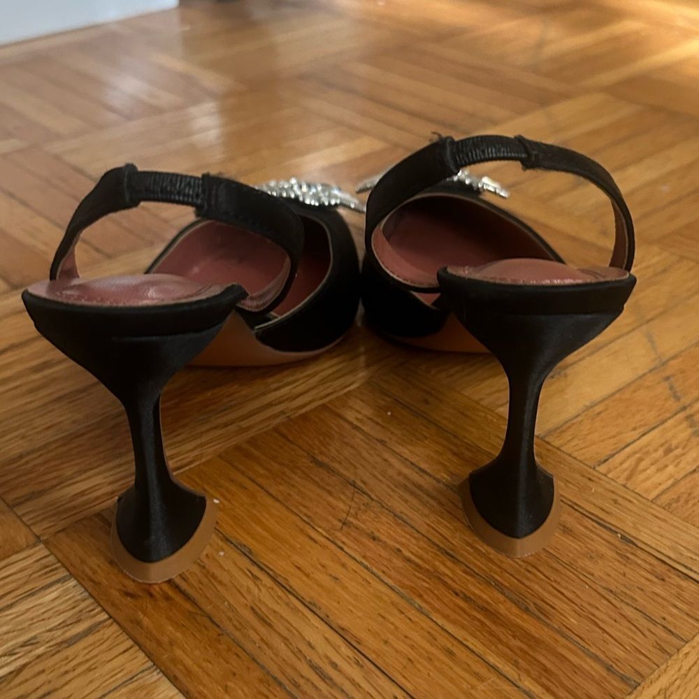 Elegant Black Slingback Heels with Crystal Embellishment - Picture 3 of 6